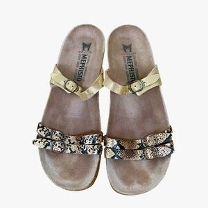 Mephisto Gold and Snake Pattern Sandals 38